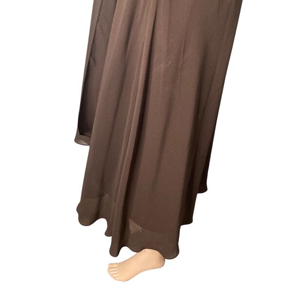 Evan Picone Swing Dress Womens 16 Chocolate Brown Chiffon Flowy Ruffles - Picture 11 of 16